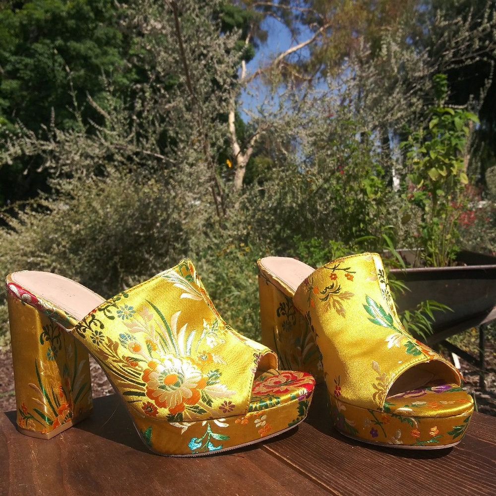 Floral Embroidered Forever 21 Heels